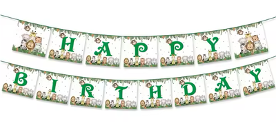 Jungle Animal Happy Birthday Banner