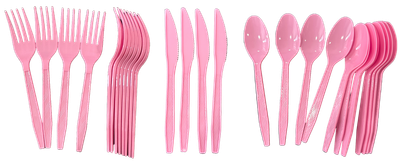 Pink Plastic Utensils 12cts