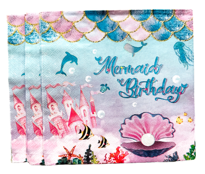 Mermaid and a Shell Napkins 6in, 20 pcs