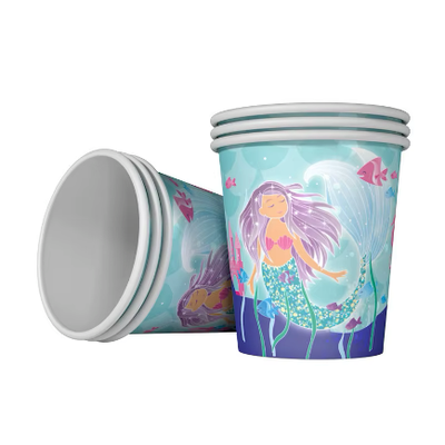 Little Mermaid Paper Cups 9oz, 10 pcs