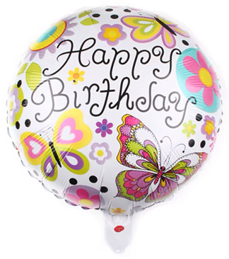 Butterfly Happy Birthday Foil Balloon Helium Filled, 18"
