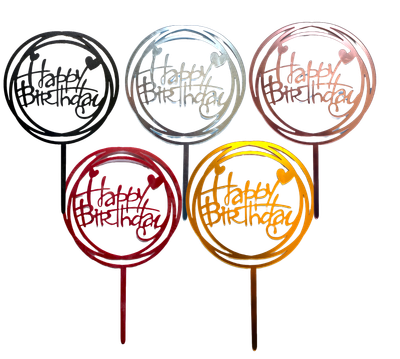 Happy Birthday 2Hearts Acrylic Cake Topper