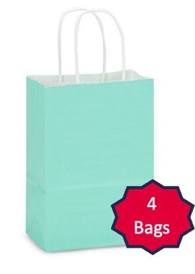Aqua Paper Gift Bags - 4 bags/ Pack