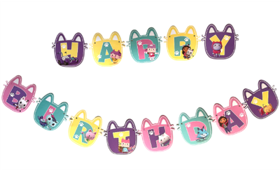 Gabby Dollhouse Happy Birthday Banner