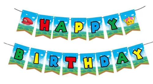 Super Mario Bro Happy Birthday Banner