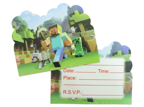 Minecraft Invitation Card, 10 pcs