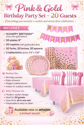 Pink Gold Dinnerware Party Set