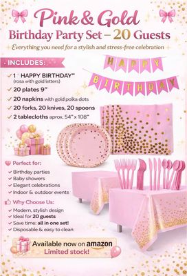 Pink Gold Dinnerware Party Set