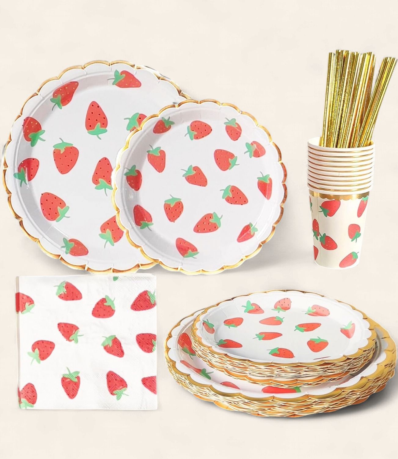 Strawberry Party Decoration Package 60 Pcs