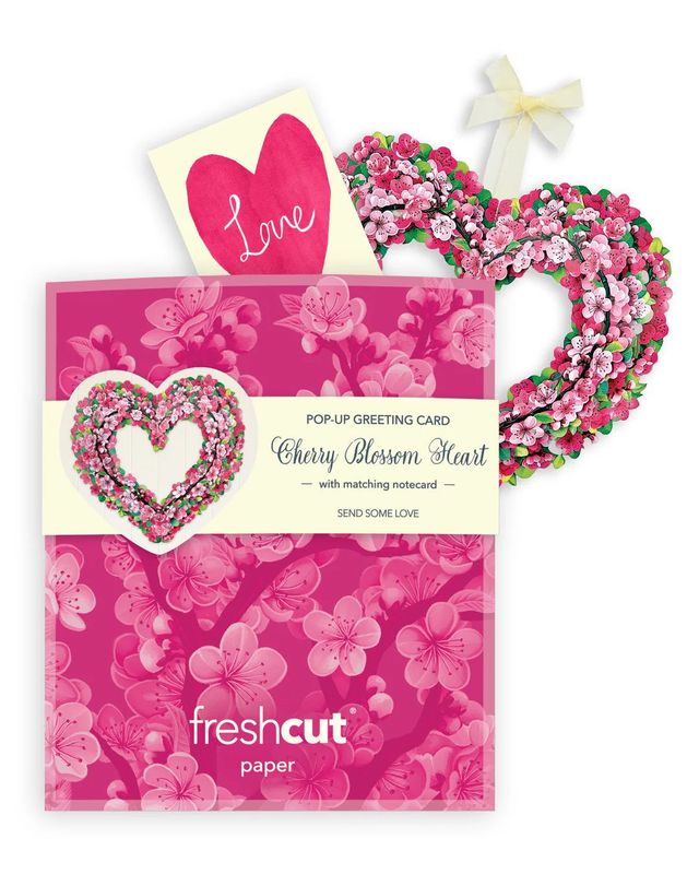 Cherry Blossom Heart Mini Pop-Up Card