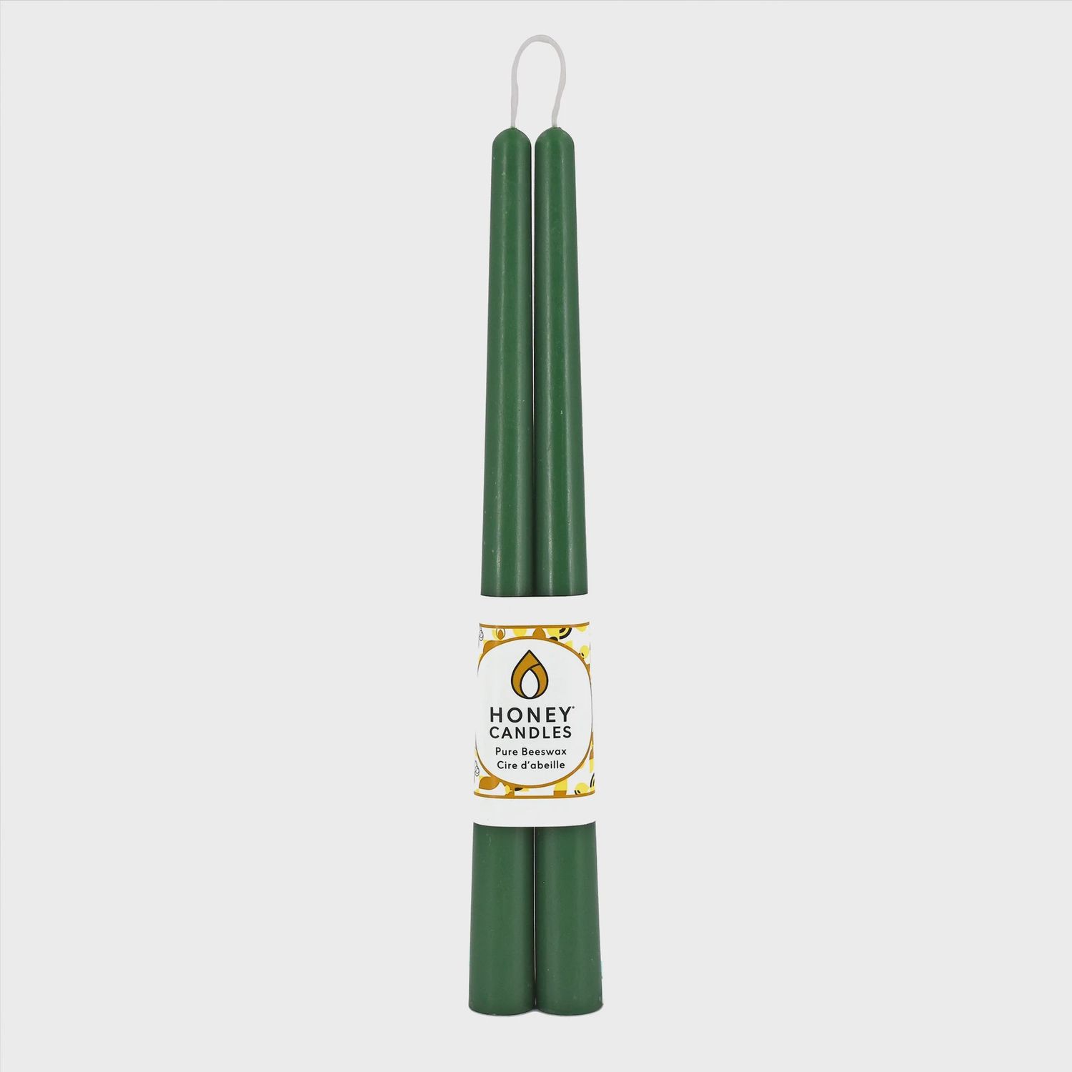 12&quot; Forest Green Beeswax Taper Candles Pair