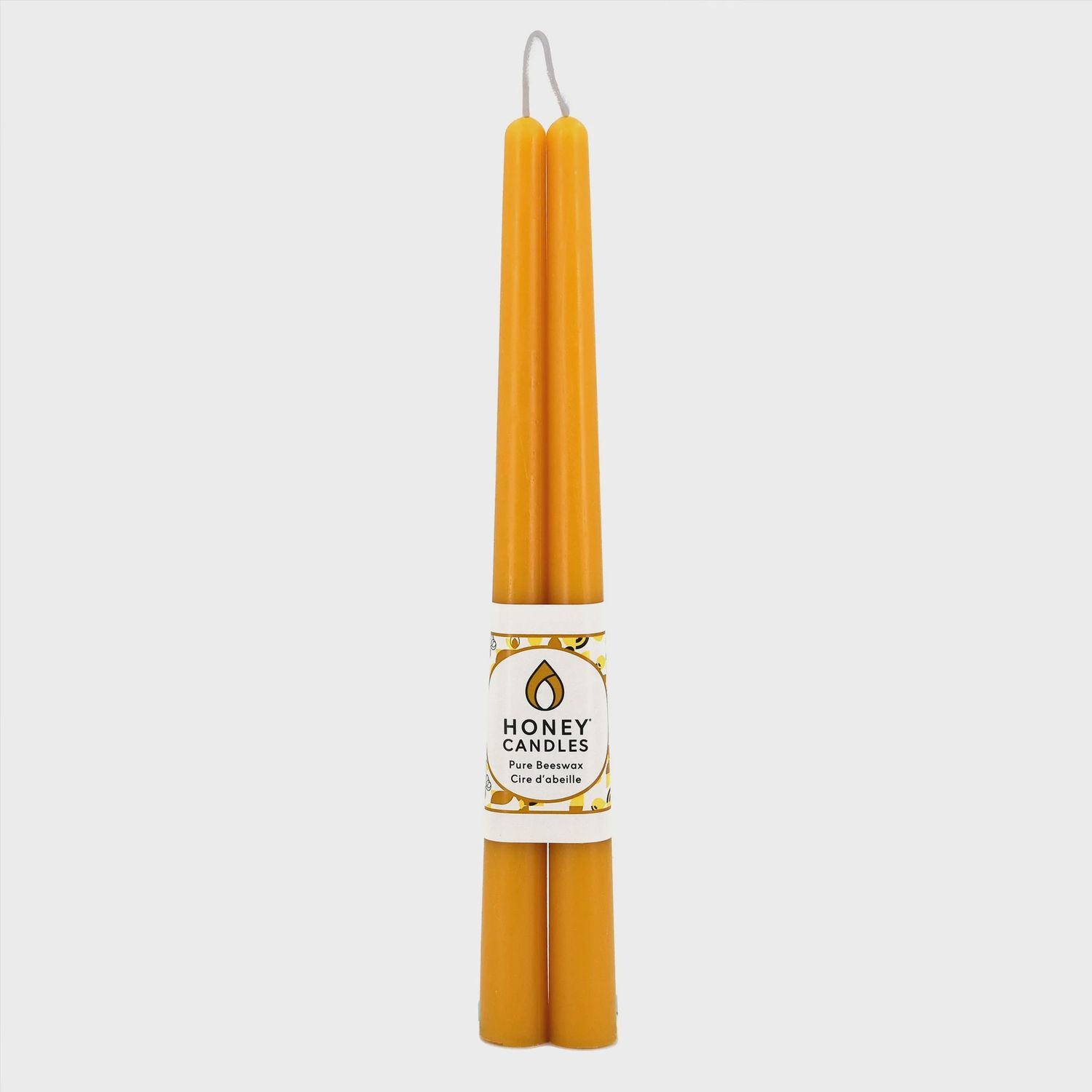 12" Natural Beeswax Taper Candle Pair