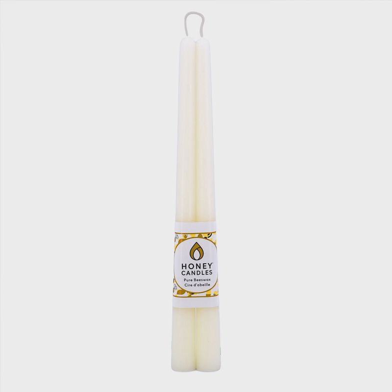 12&quot; Pearl Beeswax Taper Candles Pair