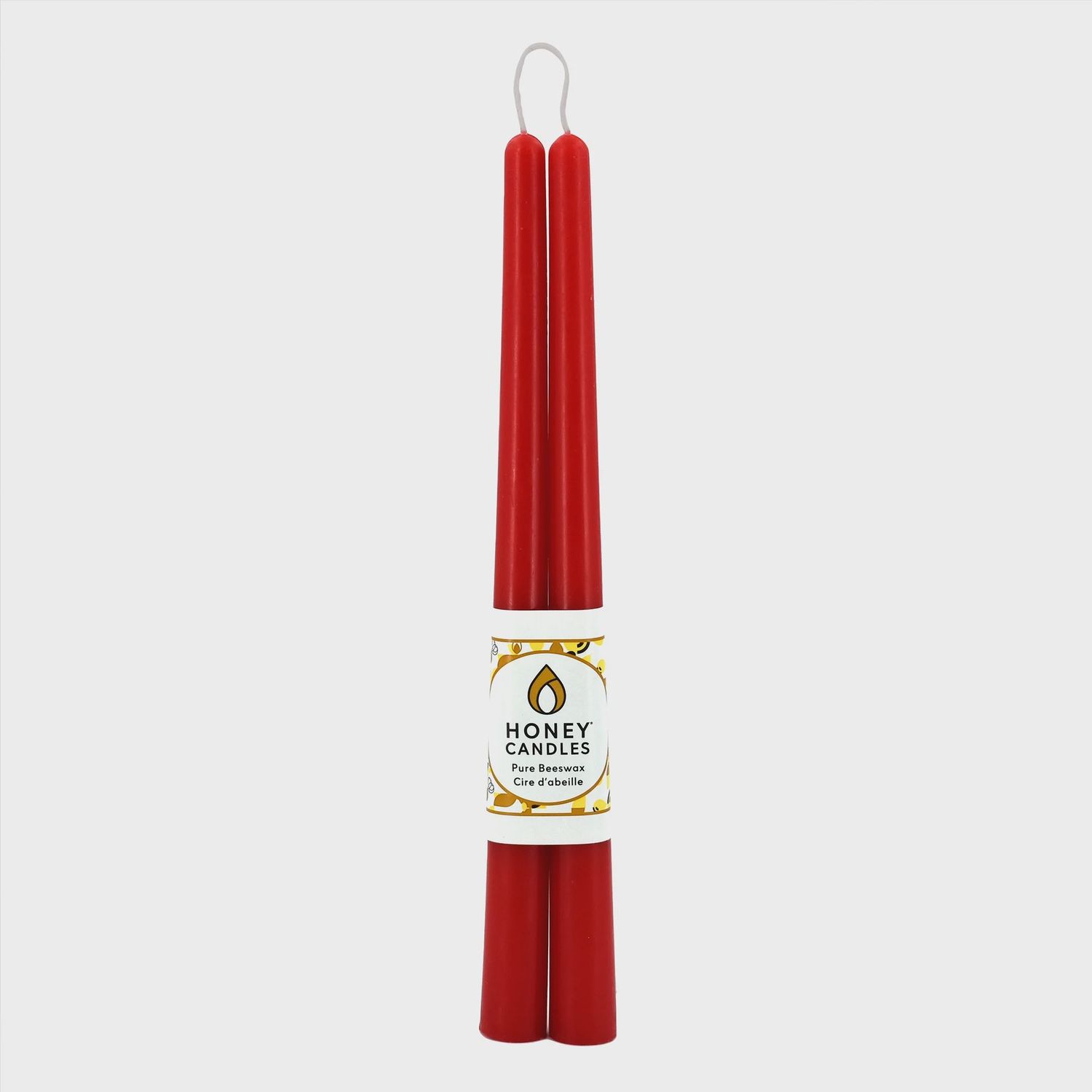 12&quot; Red Beeswax Taper Candle Pair