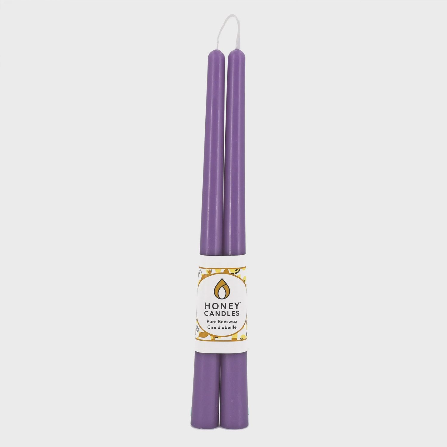 12" Spring Crocus Beeswax Taper Candle Pair