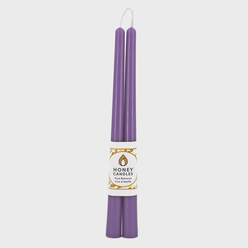 12" Spring Crocus Beeswax Taper Candle Pair