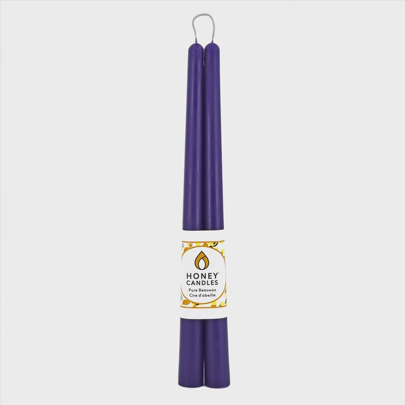12&quot; Violet Beeswax Taper Candle Pair