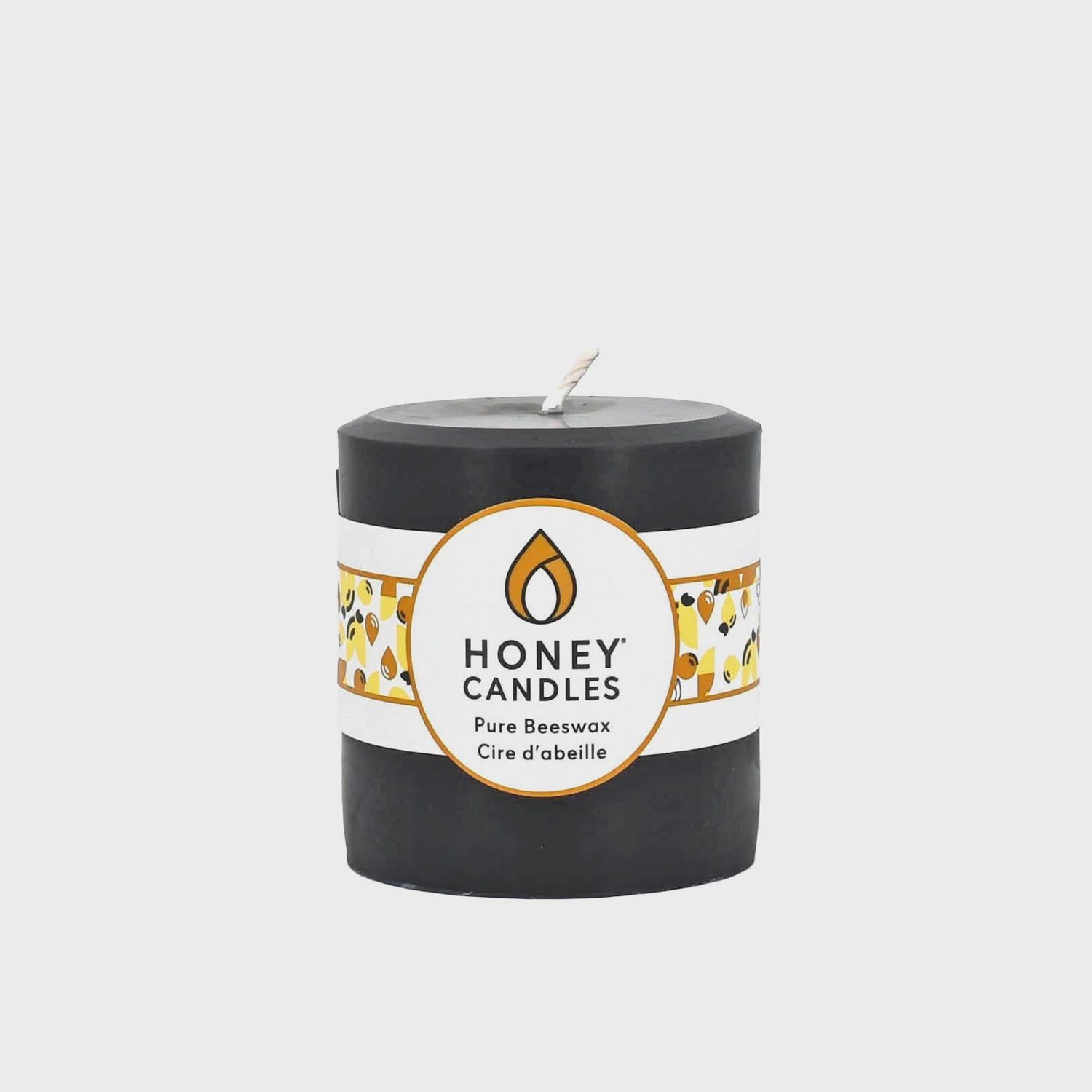 3&quot; Black Beeswax Pillar Candle