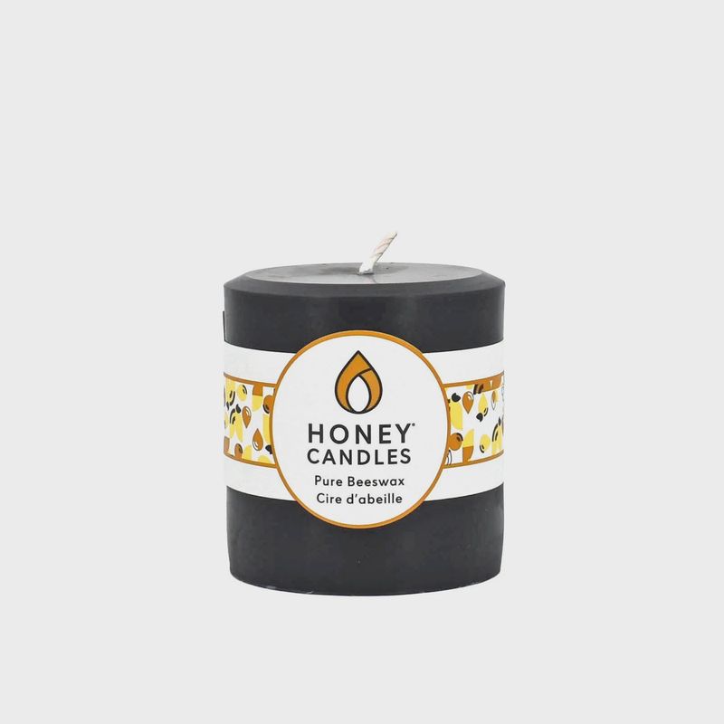 3&quot; Black Beeswax Pillar Candle