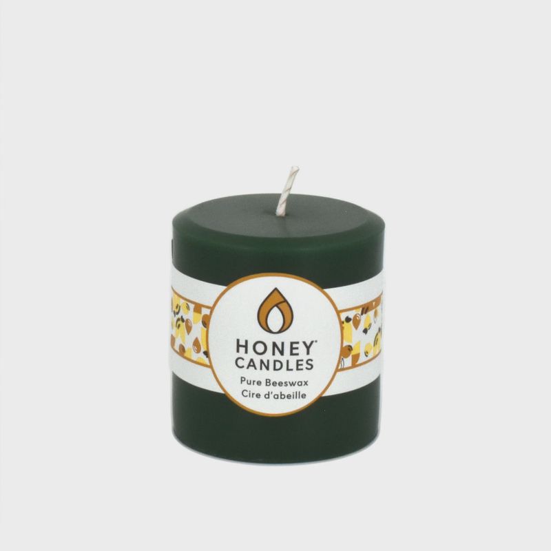 3&quot; Forest Green Beeswax Pillar Candle
