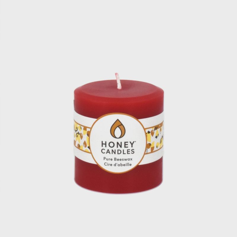 3&quot; Red Beeswax Pillar Candle