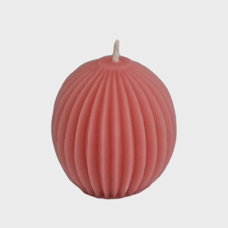 Paris Pink Fluted Sphere Beeswax Candle