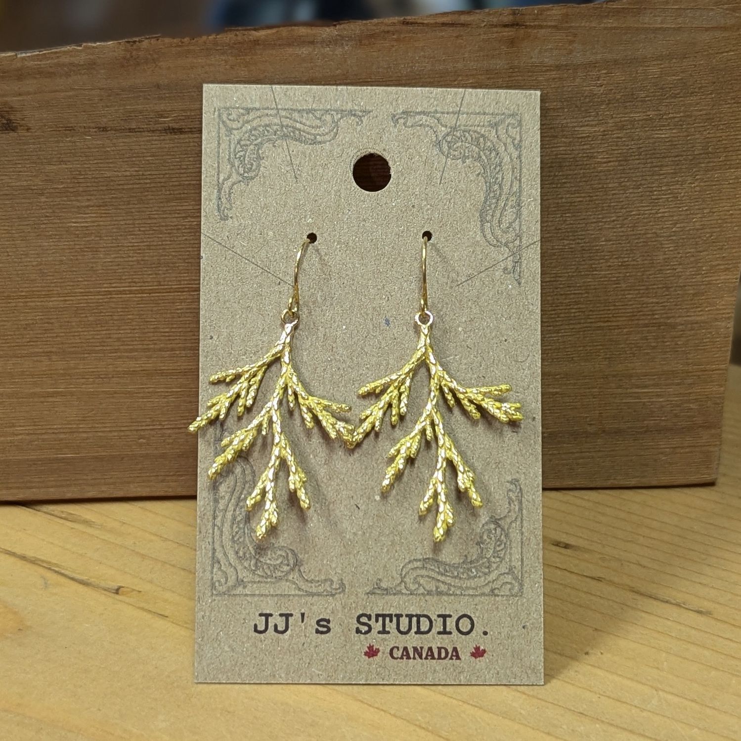 Metal Cedar Sprig Earrings
