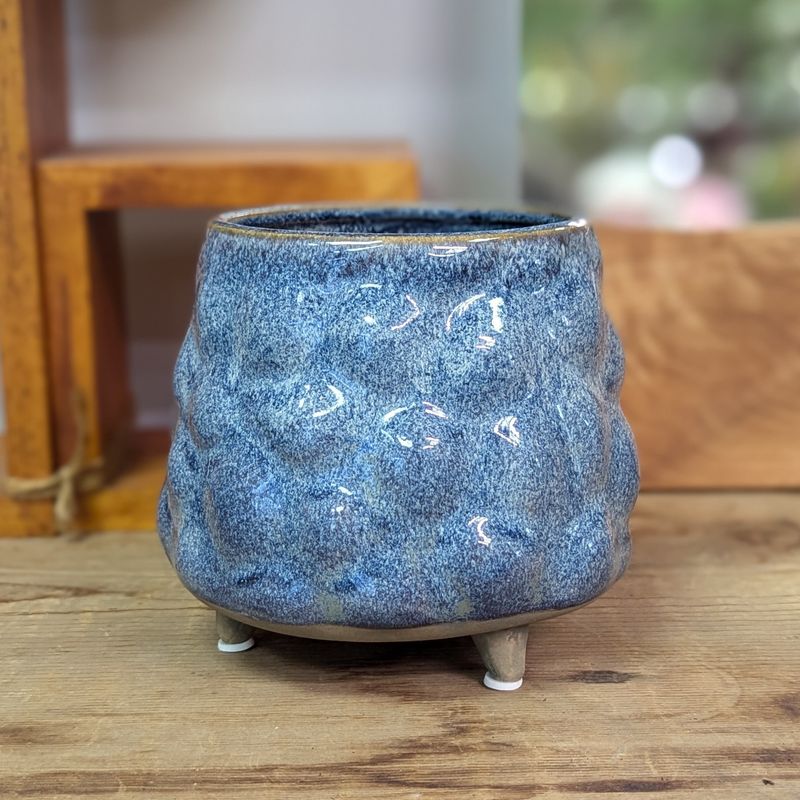 4&quot; Bubbly Blue Footed Pot