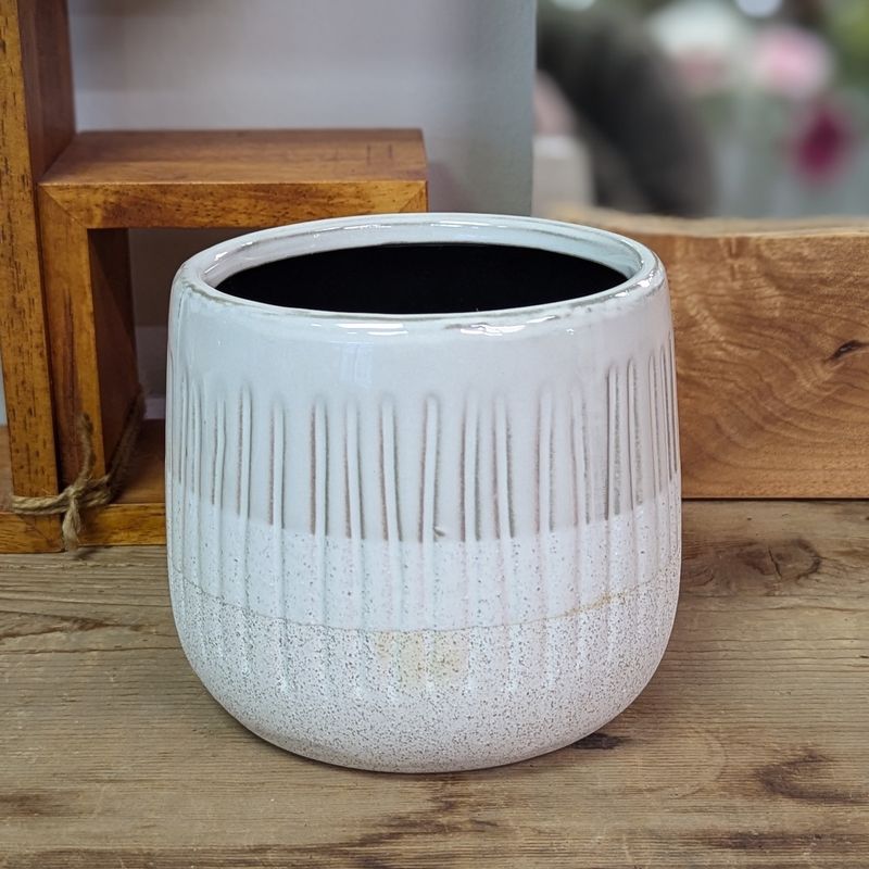 4&quot; White With Glazed Rim Pot