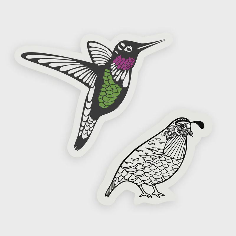 AL11 Humingbird and Quail Stickers