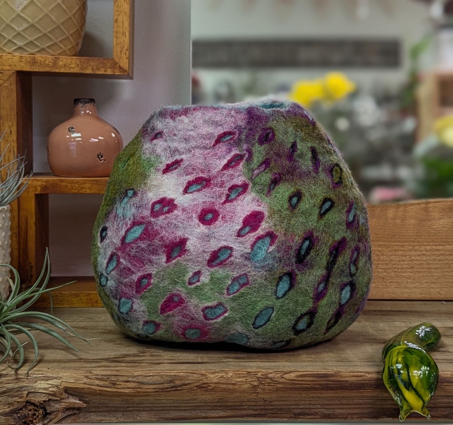 Felt Green Abstract Vase
