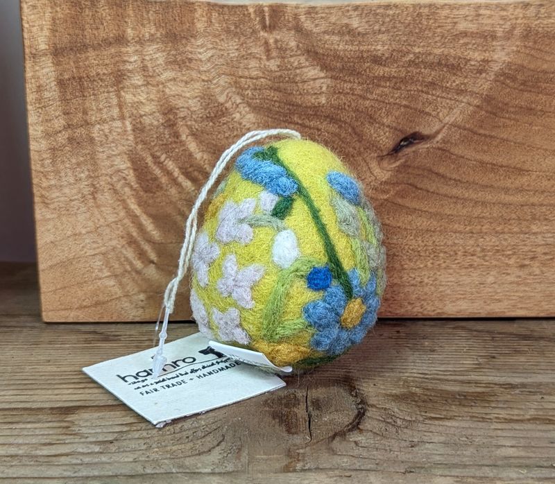 Felt Yellow Wild Flowers Egg Ornament