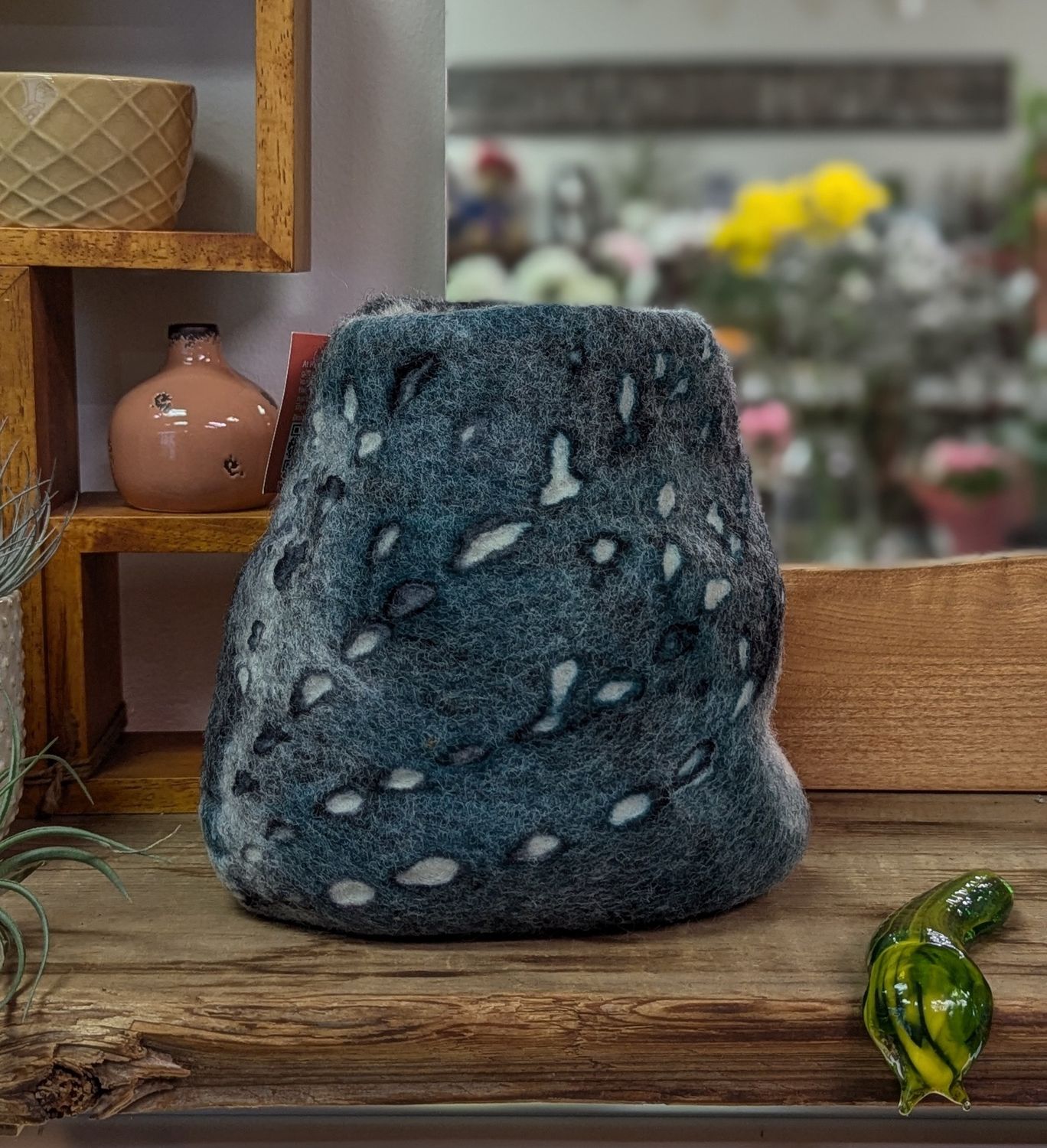 Felt Turquoise Abstract Vase