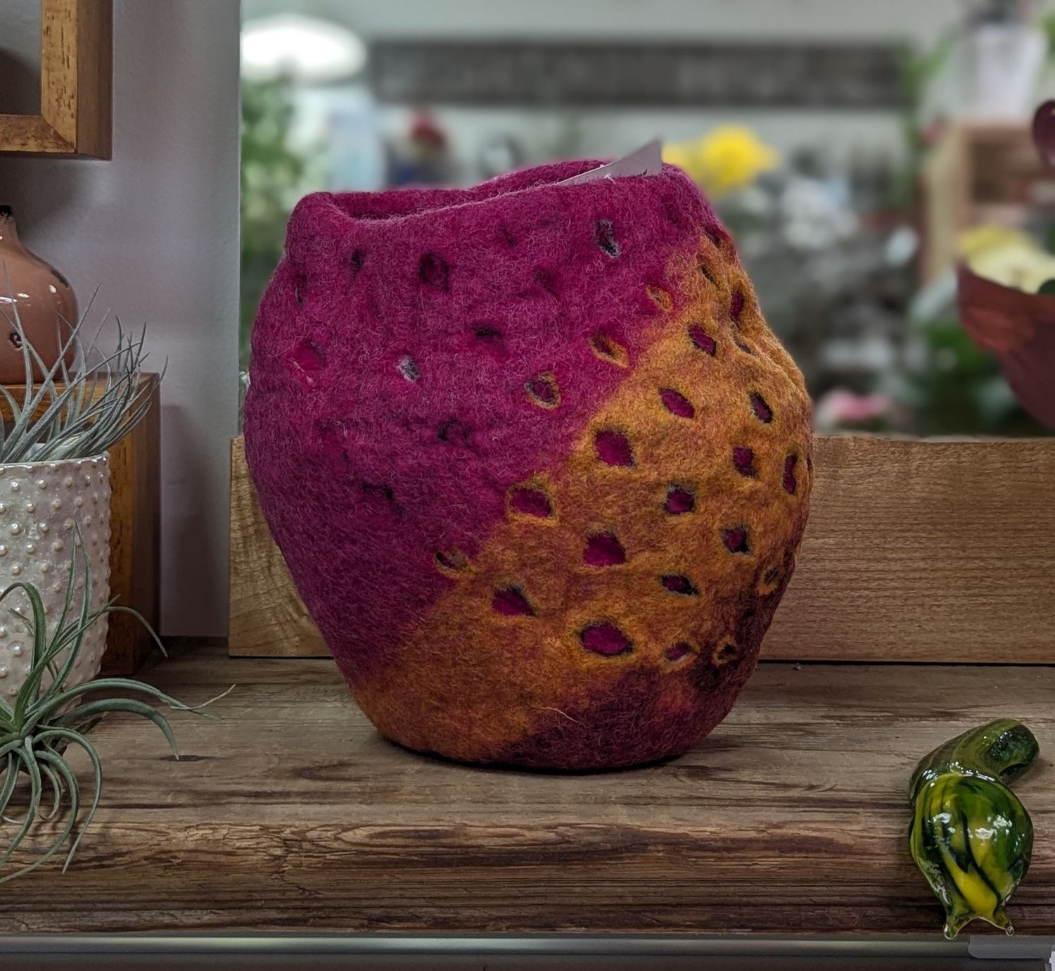 Felt Fuchsia Abstract Vase
