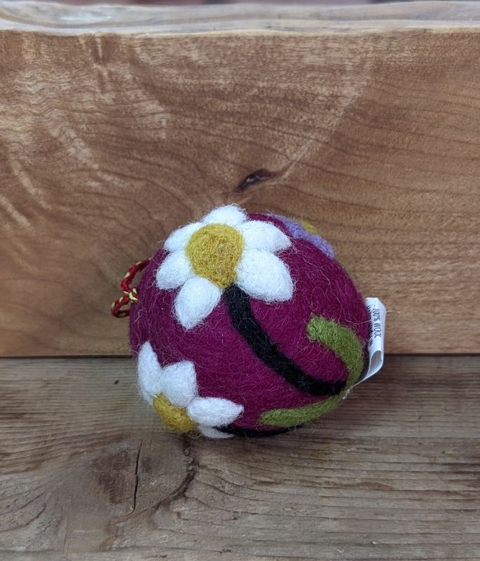 Felt Purple Wild Flowers Egg Ornament