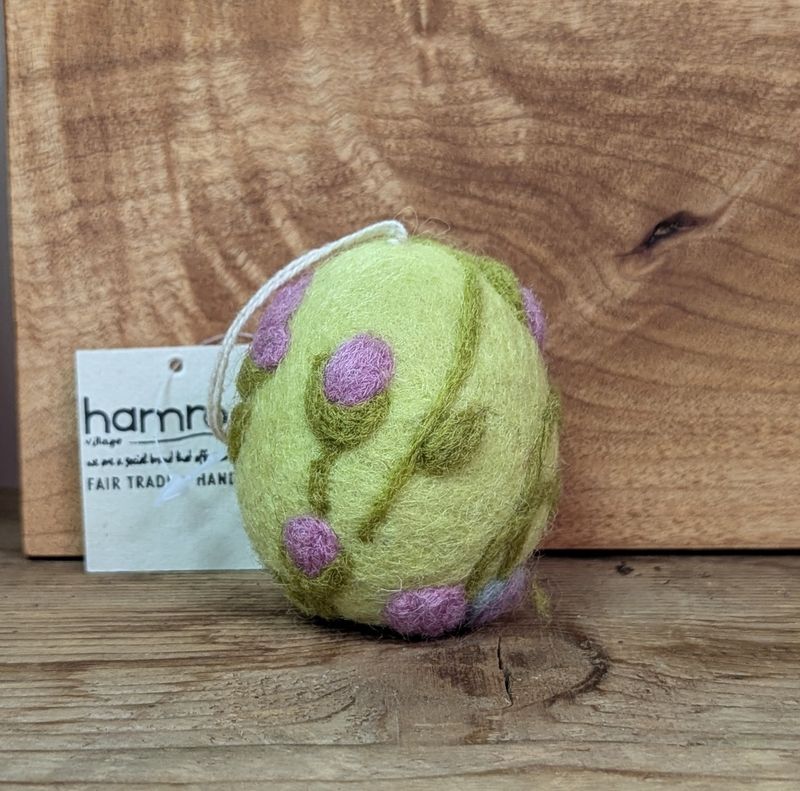 Felt Green Wild Flowers Egg Ornament