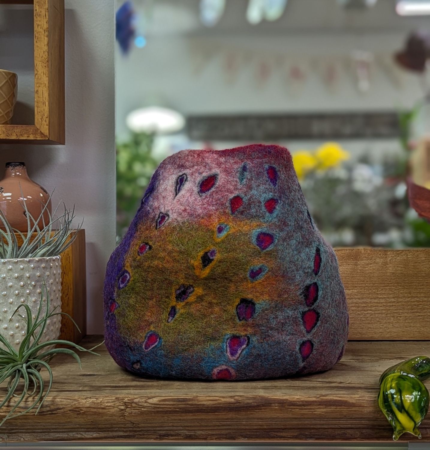 Felt Red Abstract Vase
