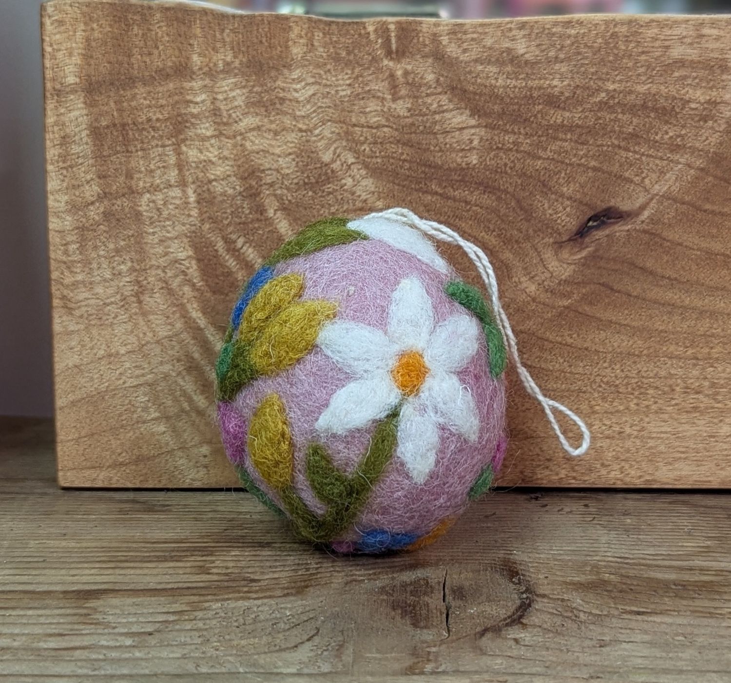 Felt Pink Wild Flowers Egg Ornament