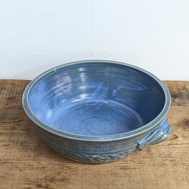 ER98 Carved Powel River Blue Serving Dish