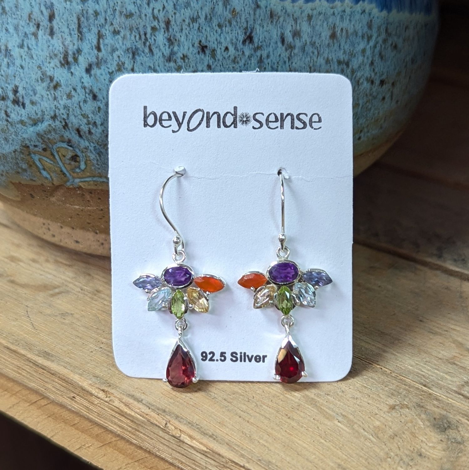 Sterling Silver Chakra Stones Lotus Earrings