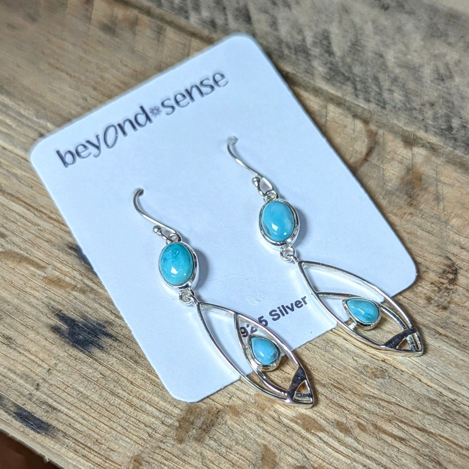 Earrings Turquoise &quot;silver drop 2 stones&quot;