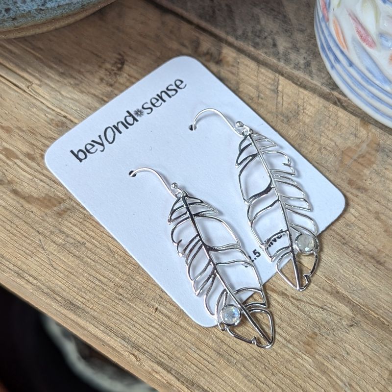 Sterling Silver  &quot; silver feather moonstone&quot;