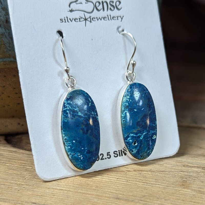 Earrings Azurite "oval stone"
