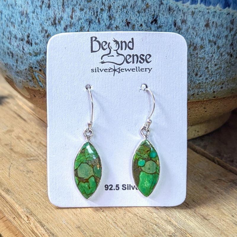 Earrings Green Copper Turquoise &quot;teardop&quot;