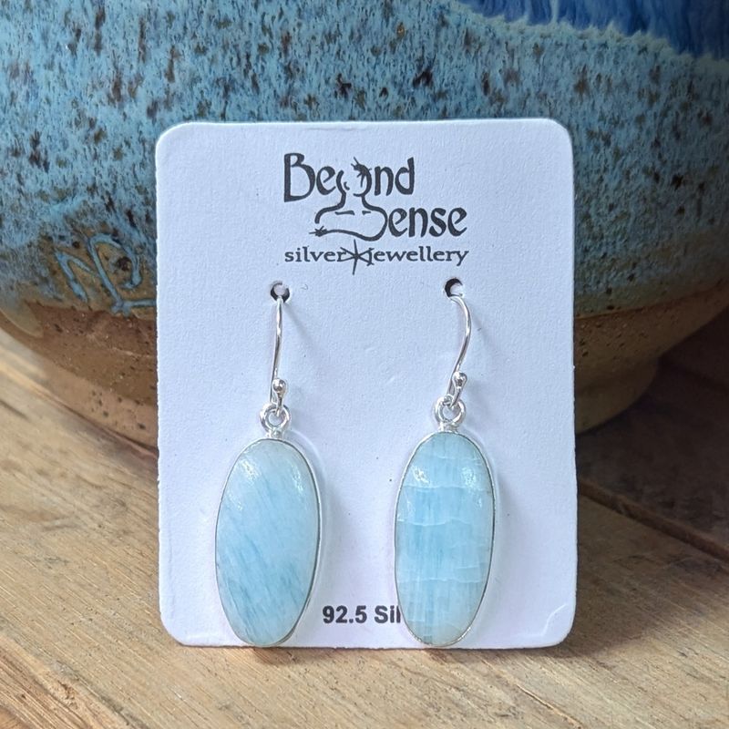 Earrings Blue Argonite &quot;oval stone&quot;