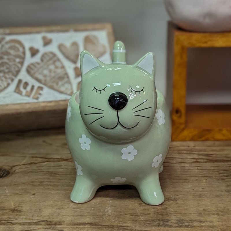 Green Floral Cat Pot