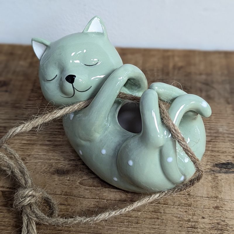 Hanging Green Polka Dot Cat Pot