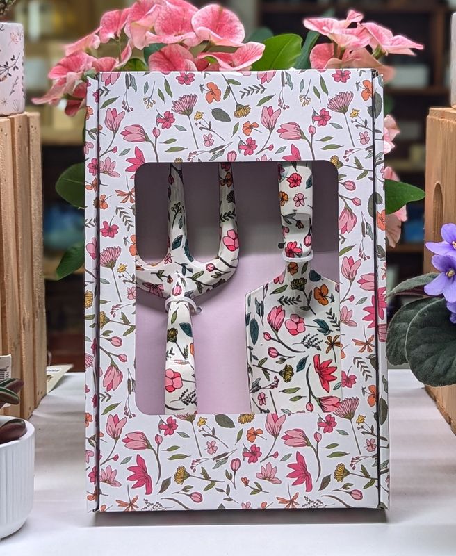 Pink Flowers Print Garden Tools