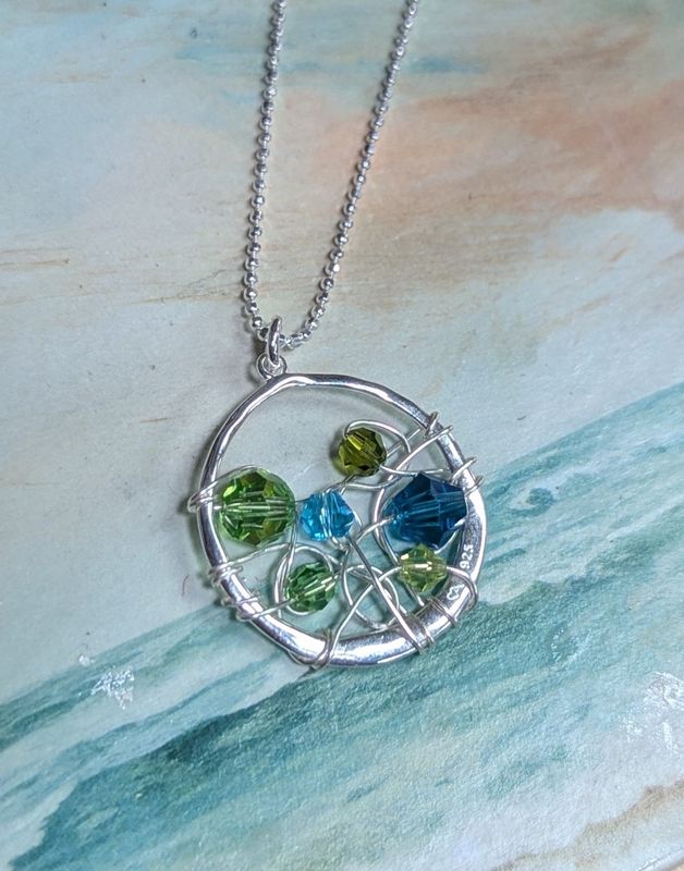 WL21 Crystal Wire Web Necklace