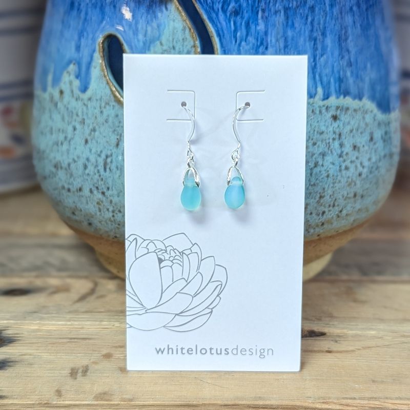 N27 Aqua Tiny Matte Seaglass Earrings